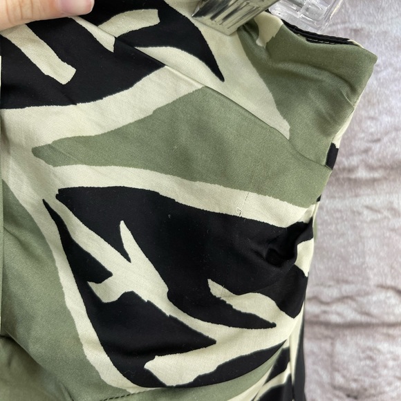 Zara Green Leaf Print Midi Skirt Pencil Faux Wrap High Waist XS - Picture 4 of 6
